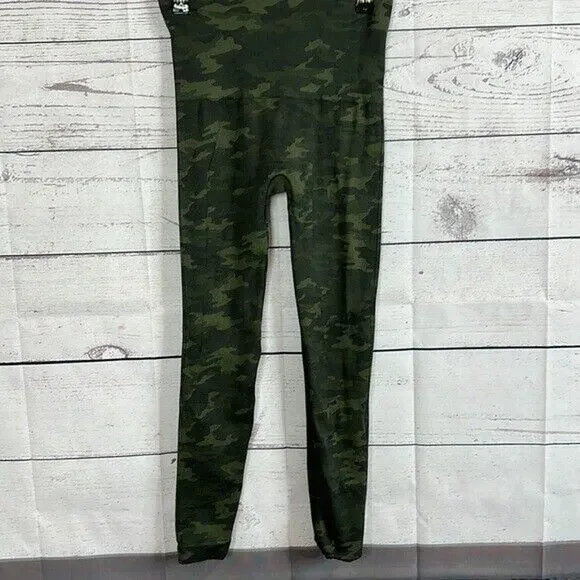 Spanx Camo Leggings Womens Small Green High Rise Seamless Shaping Slimming - Picture 3 of 8
